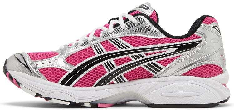 Asics Gel-Kayano 14 rose gris profil - mesh rose flashy et overlays argent
