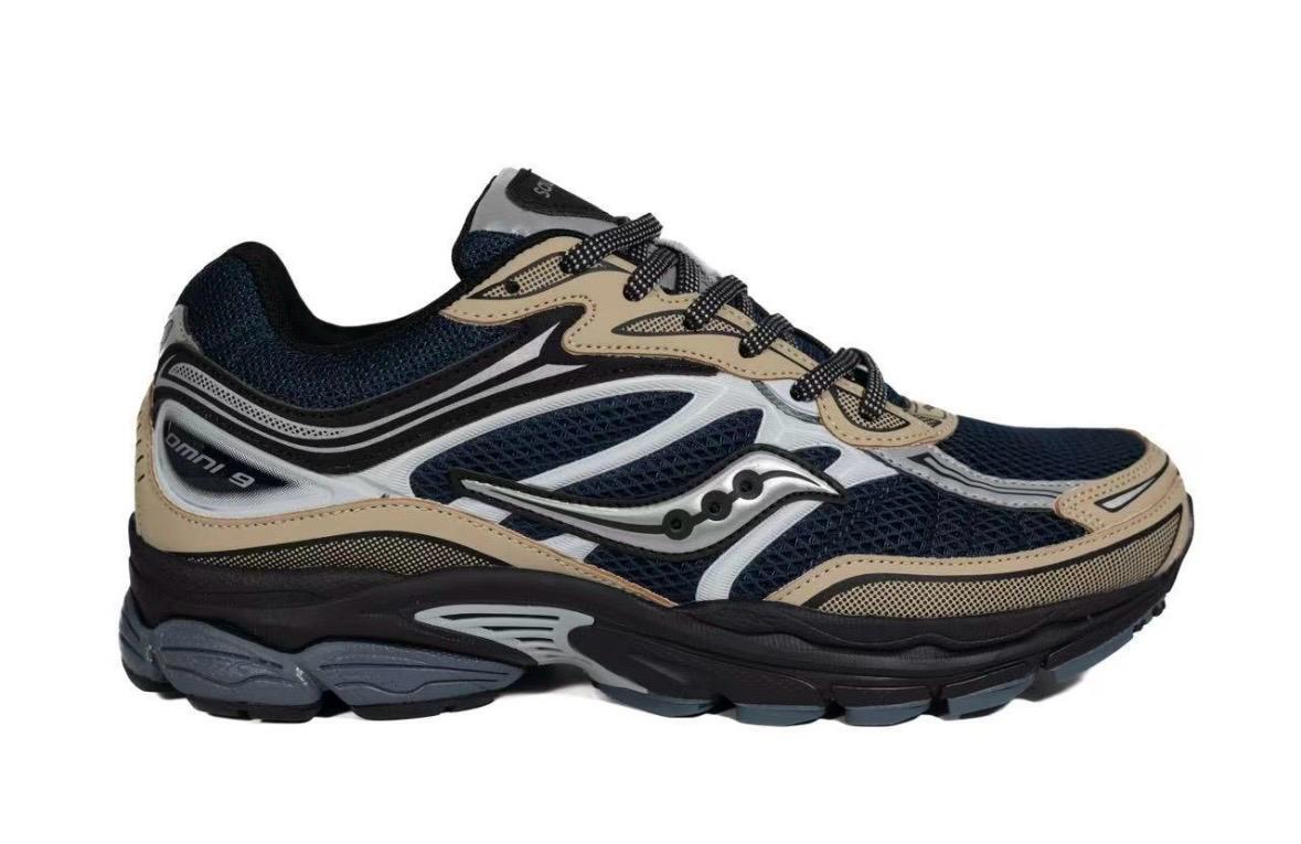 Saucony ProGrid Omni 9 Bleu et Ivory - Sneakers rétro running élégante - nbaddict.fr