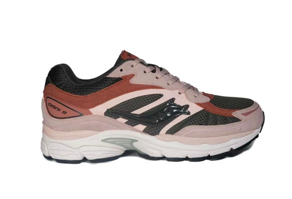 Saucony ProGrid Omni 9 Rose et Vert - Sneakers rétro running bicolore - nbaddict.fr