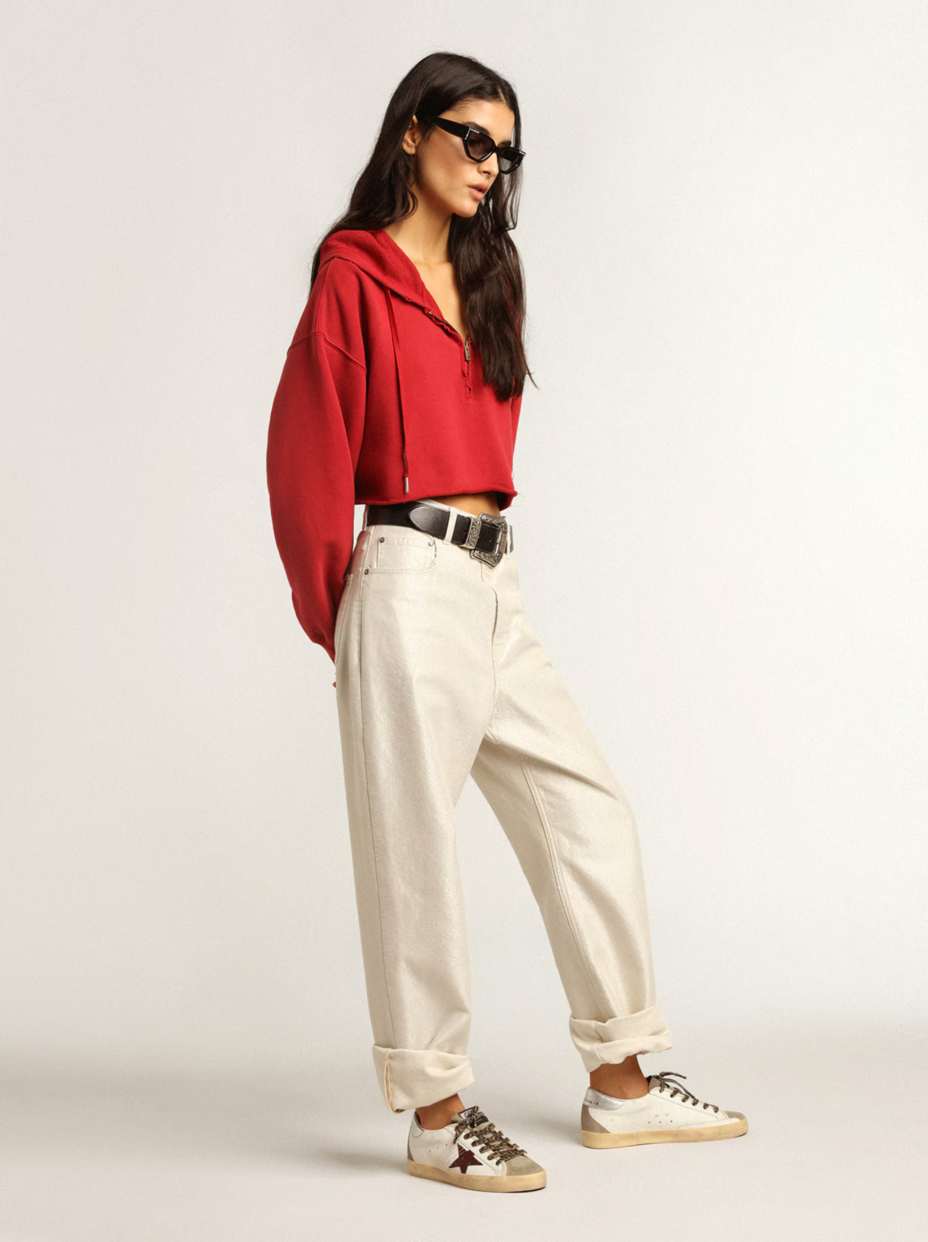 Golden Goose Super-Star Avec Étoile à paillettes bordeaux